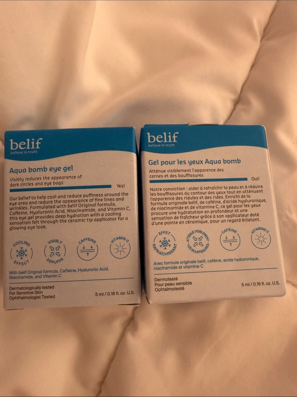Belif Aqua Bomb Eye Gel Set of Two Travel Mini Size 5mL NEW